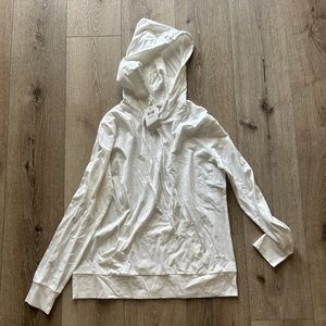 Plain white hoodie, long sleeve, thin